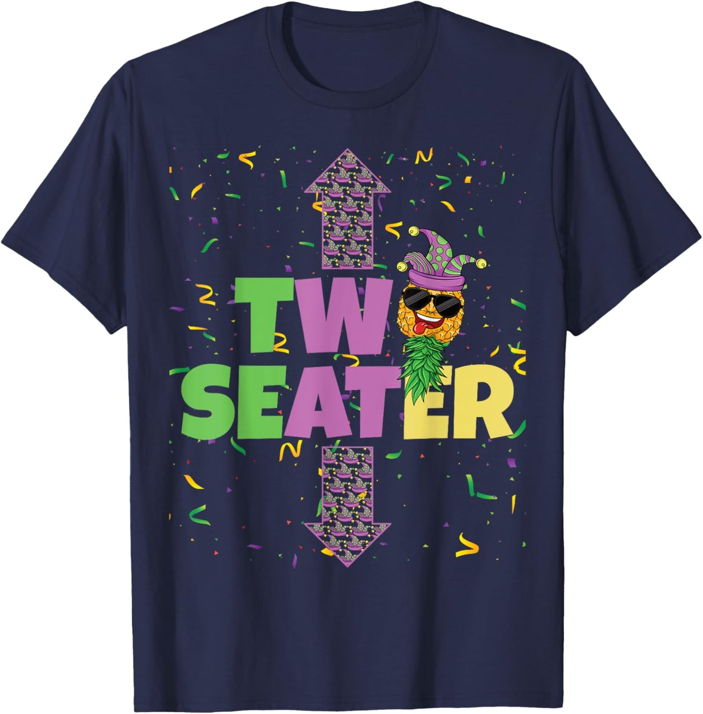 Two Seater Mardi Gras Upside Down Pineapple Swinger Men T-Shirt - T-Shirt | Navy