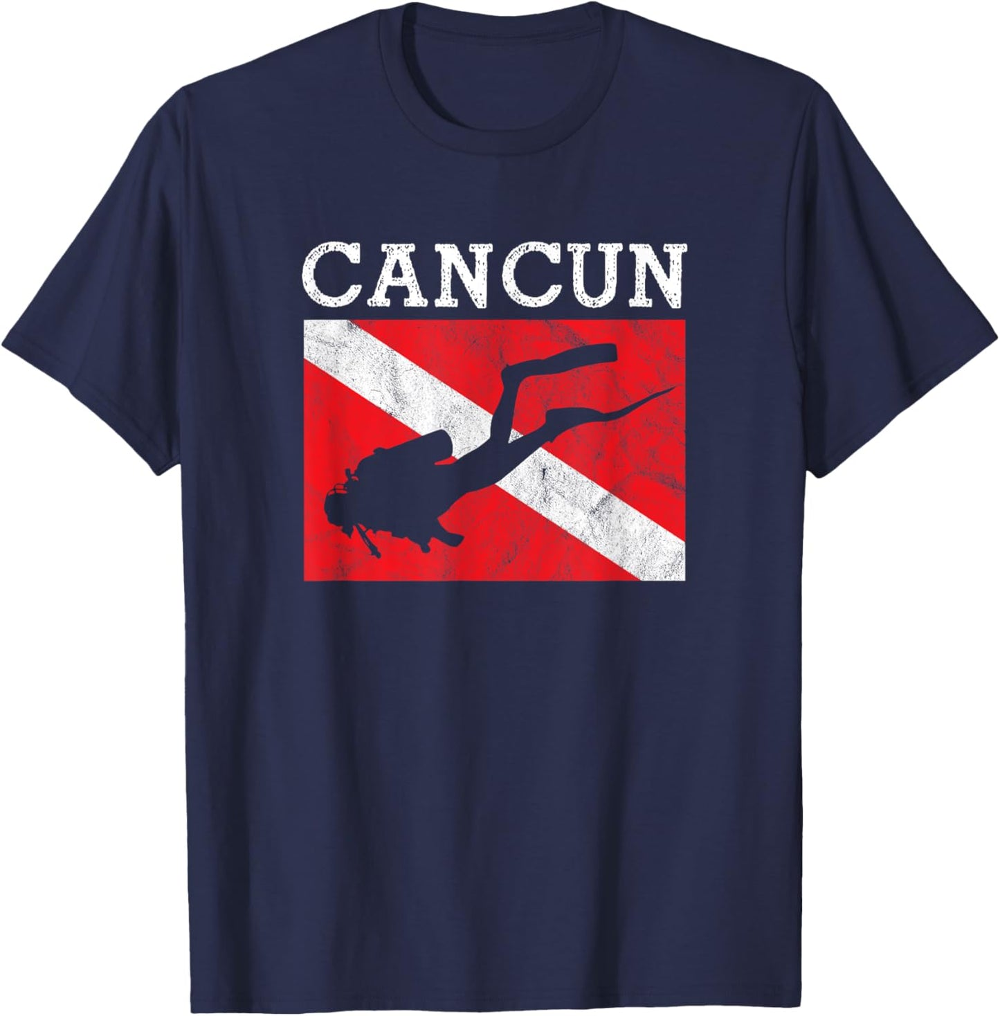 Vintage Cancun Mexico Scuba Dive Flag Vacation Souvenir T-Shirt - T-Shirt | Navy