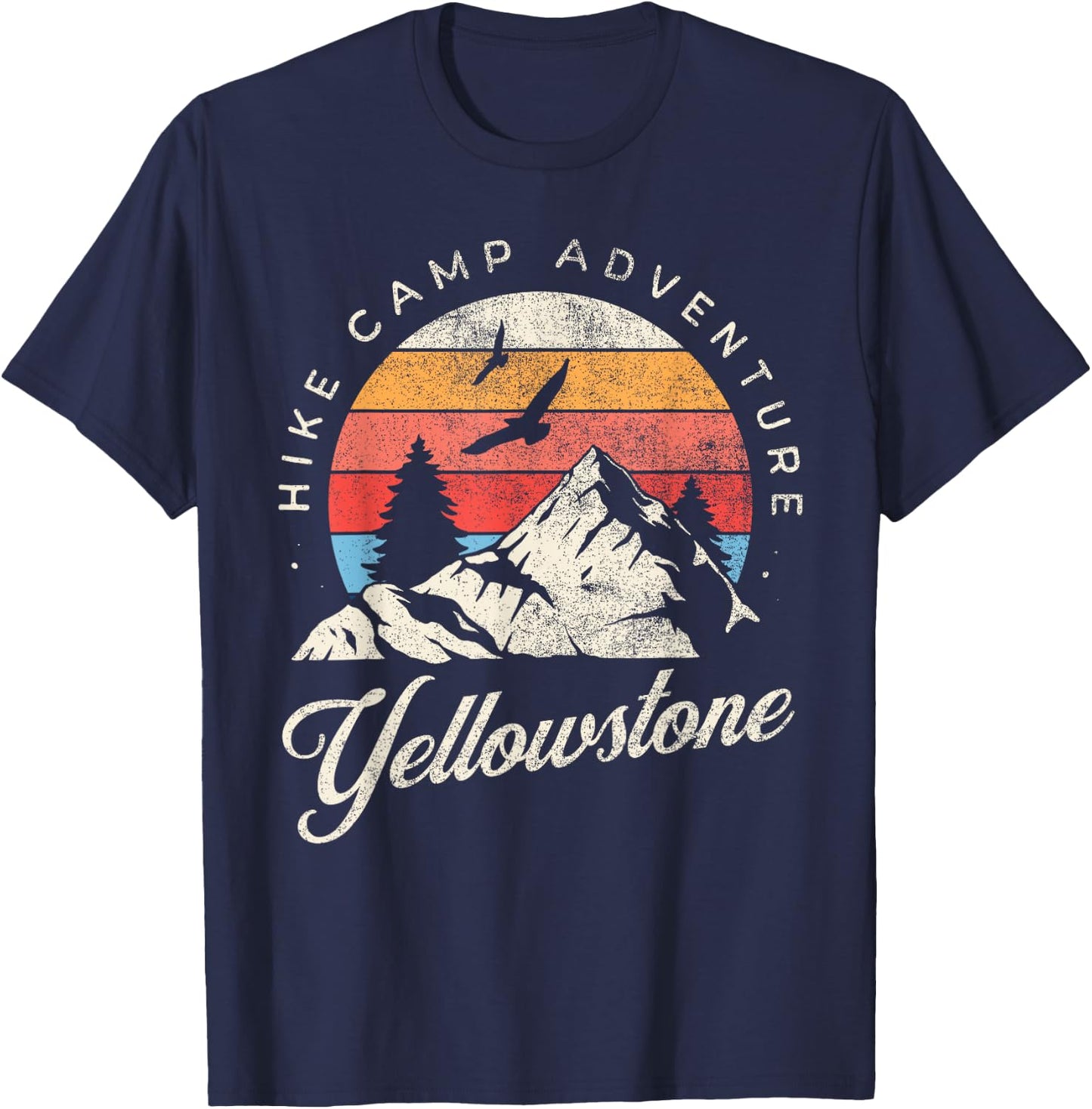 Yellowstone National Park Nature Mountains Hiking Outdoors T-Shirt - T-Shirt | Navy