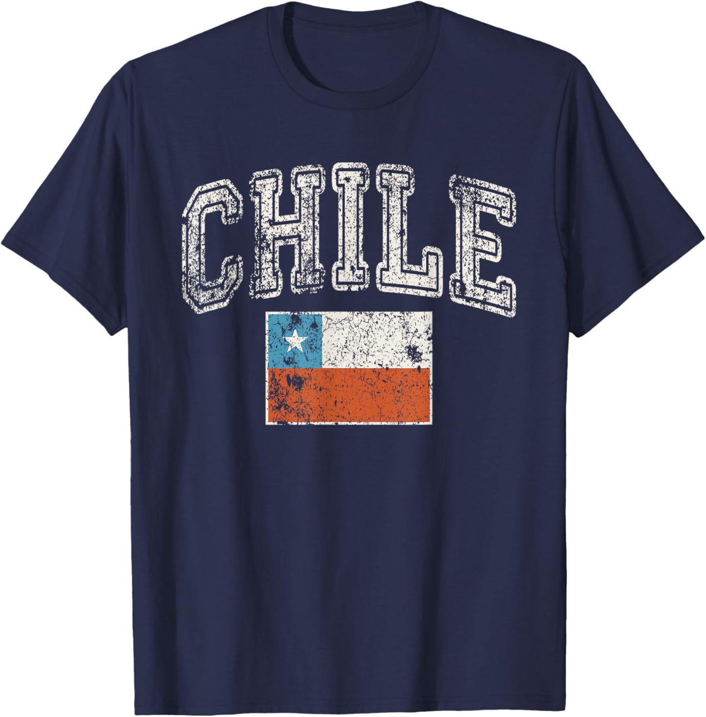 Vintage Retro Faded Chile Flag Chilean Pride T-Shirt - T-Shirt | Navy
