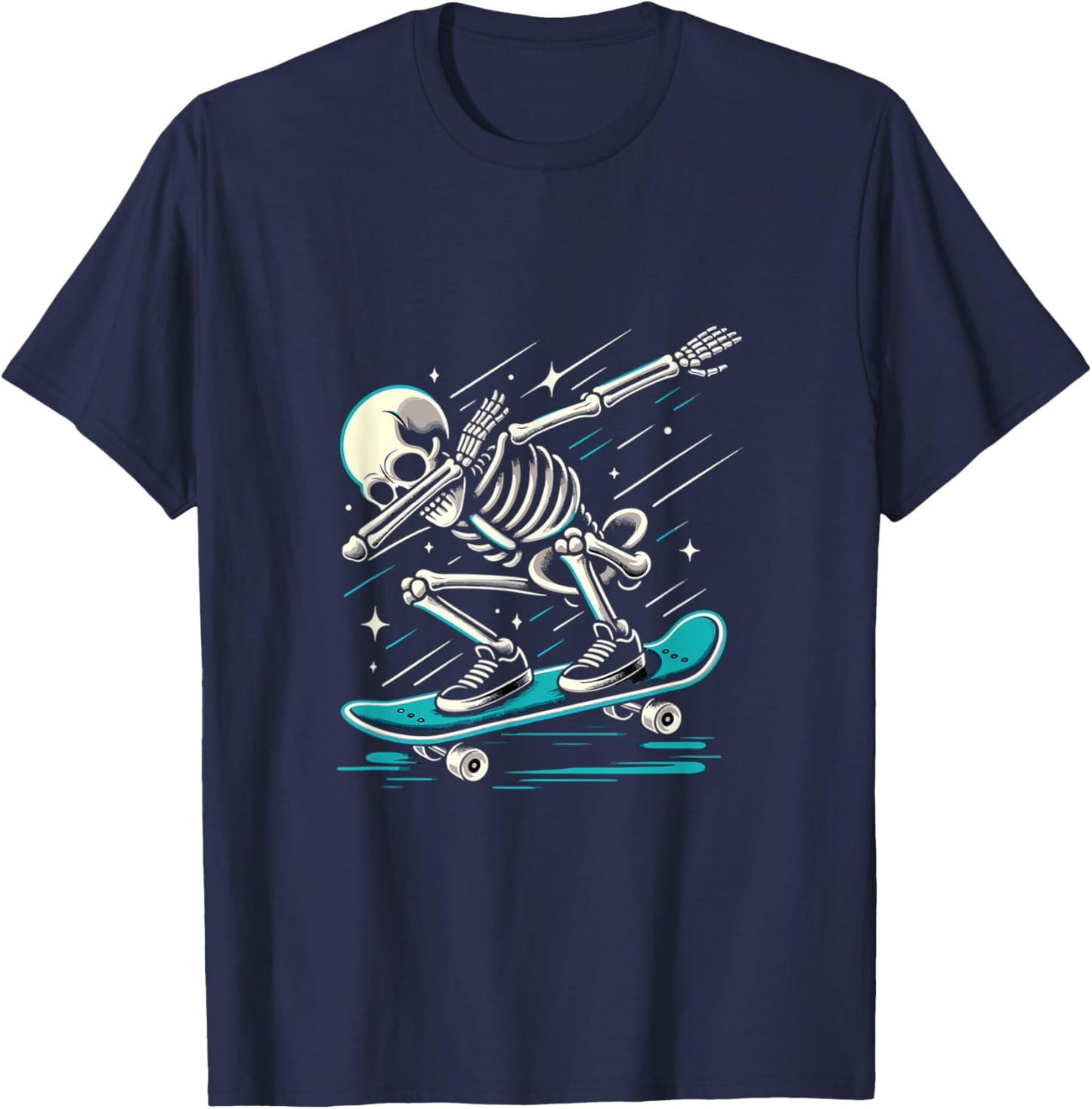 Dabbing Skeleton Skater skateboard lover T-Shirt - T-Shirt | Navy