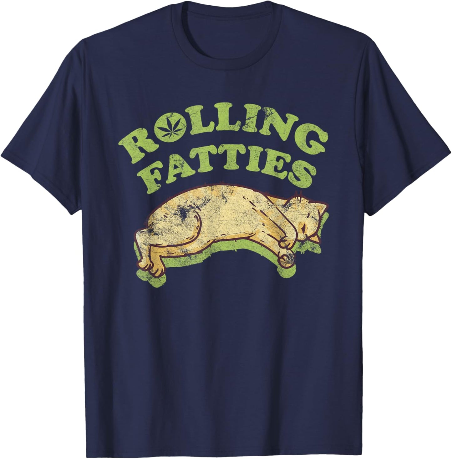 Rolling Fatties Adorable Cat Feline Weed Kitten Women T-Shirt - T-Shirt | Navy