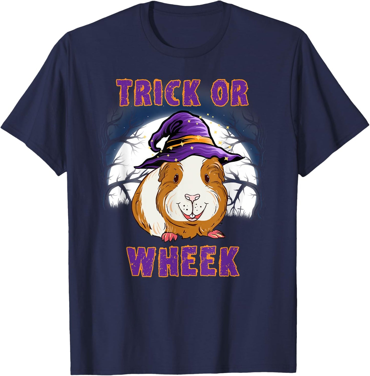 Trick Or Wheek Guinea Pig Halloween T-Shirt - T-Shirt | Navy