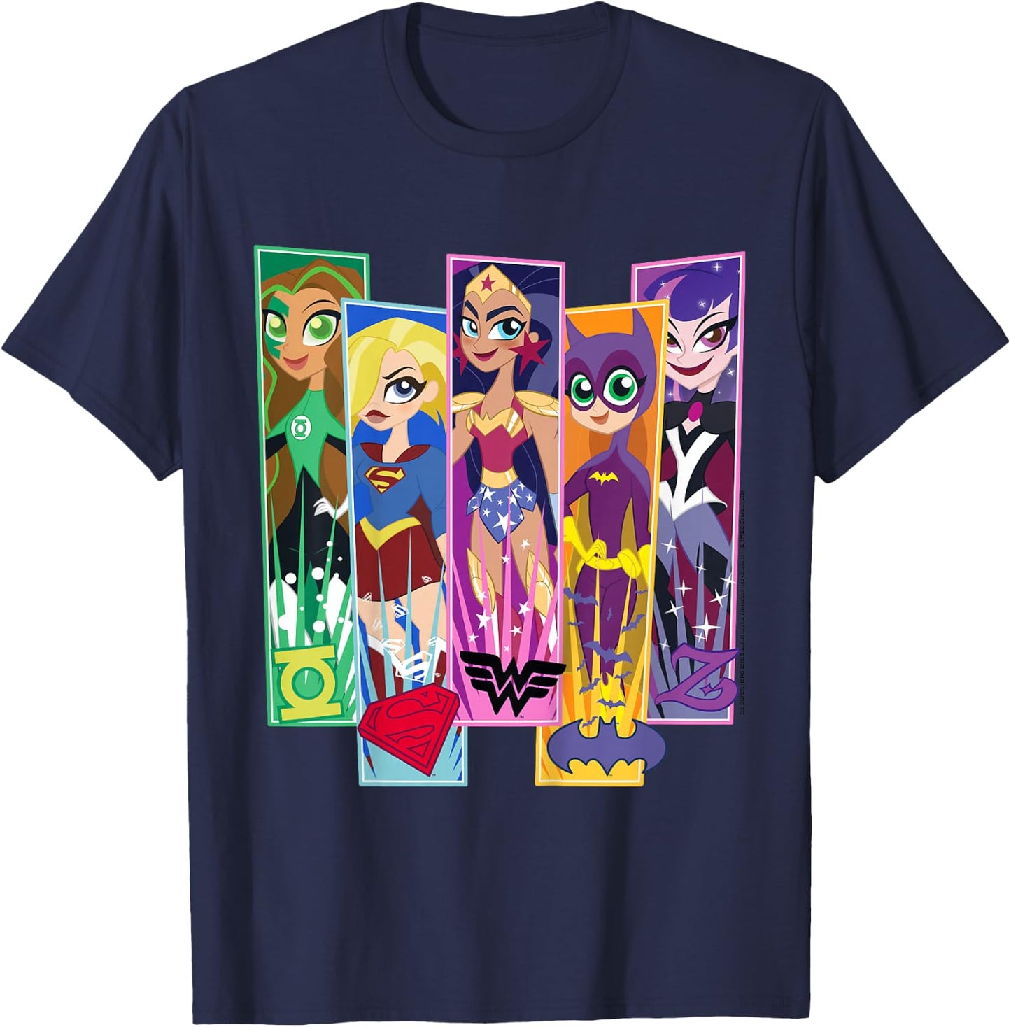 Kids DC Comics Super Hero Girls Character Panels T-Shirt - T-Shirt | Navy