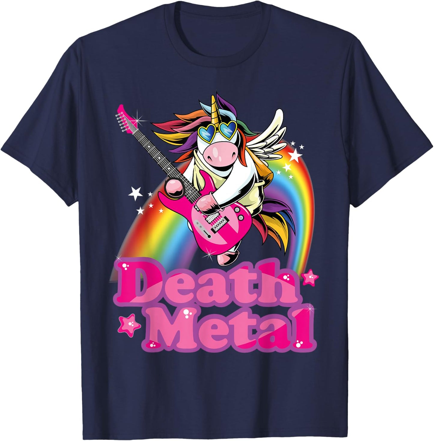 Cute Death Metal Heavy Metal Unicorn T-Shirt - T-Shirt | Navy