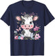 Cute Cow with Flowers I Kids Cow T-Shirt - T-Shirt | Navy