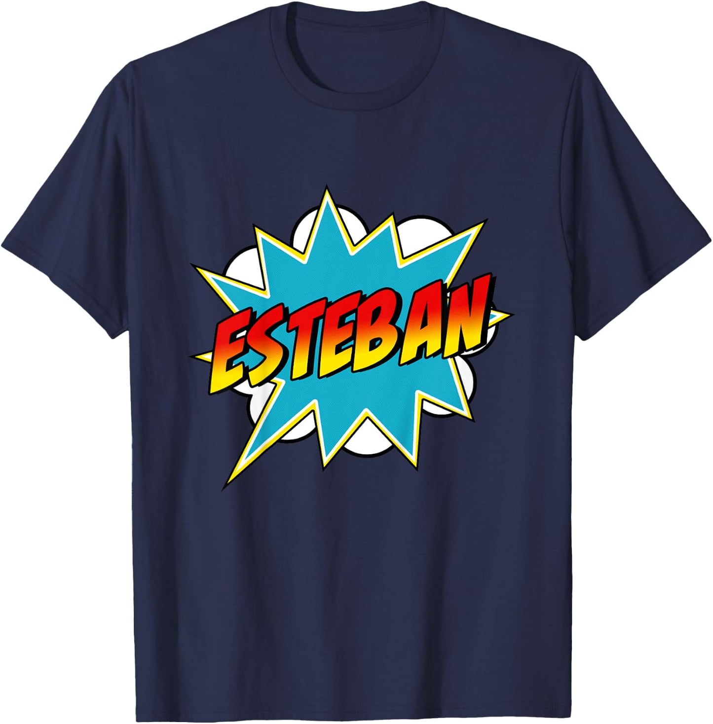 Kids Boys Esteban Name Superhero Comic Book T-Shirt - T-Shirt | Navy