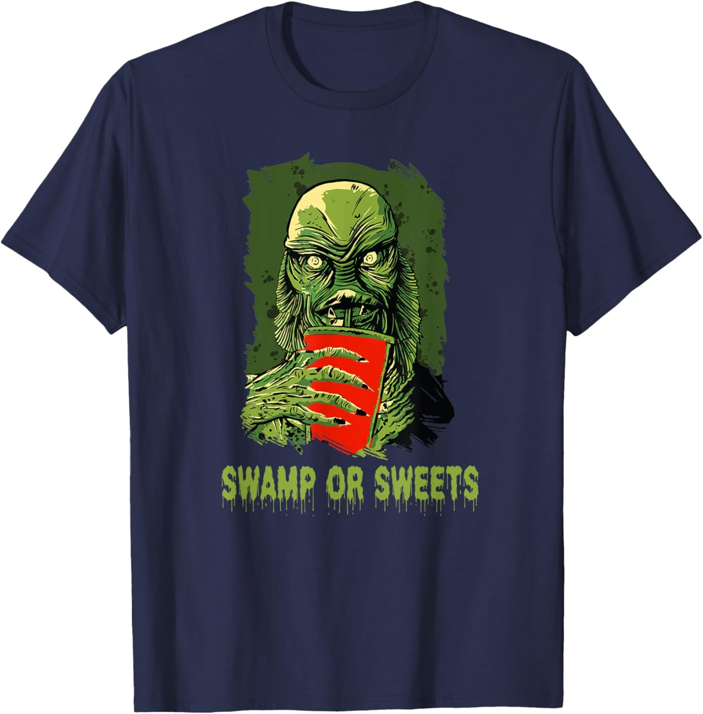 Swamp or Sweets Halloween Costume Scary Swamp Monster Fish T-Shirt - T-Shirt | Navy