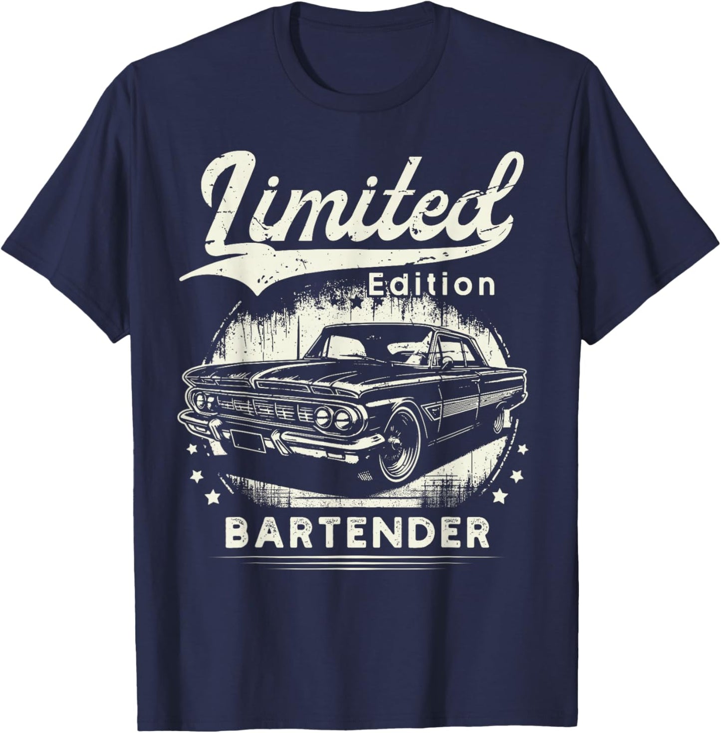 Bartender Job classic car Birthday Worker Professional T-Shirt - T-Shirt | Navy