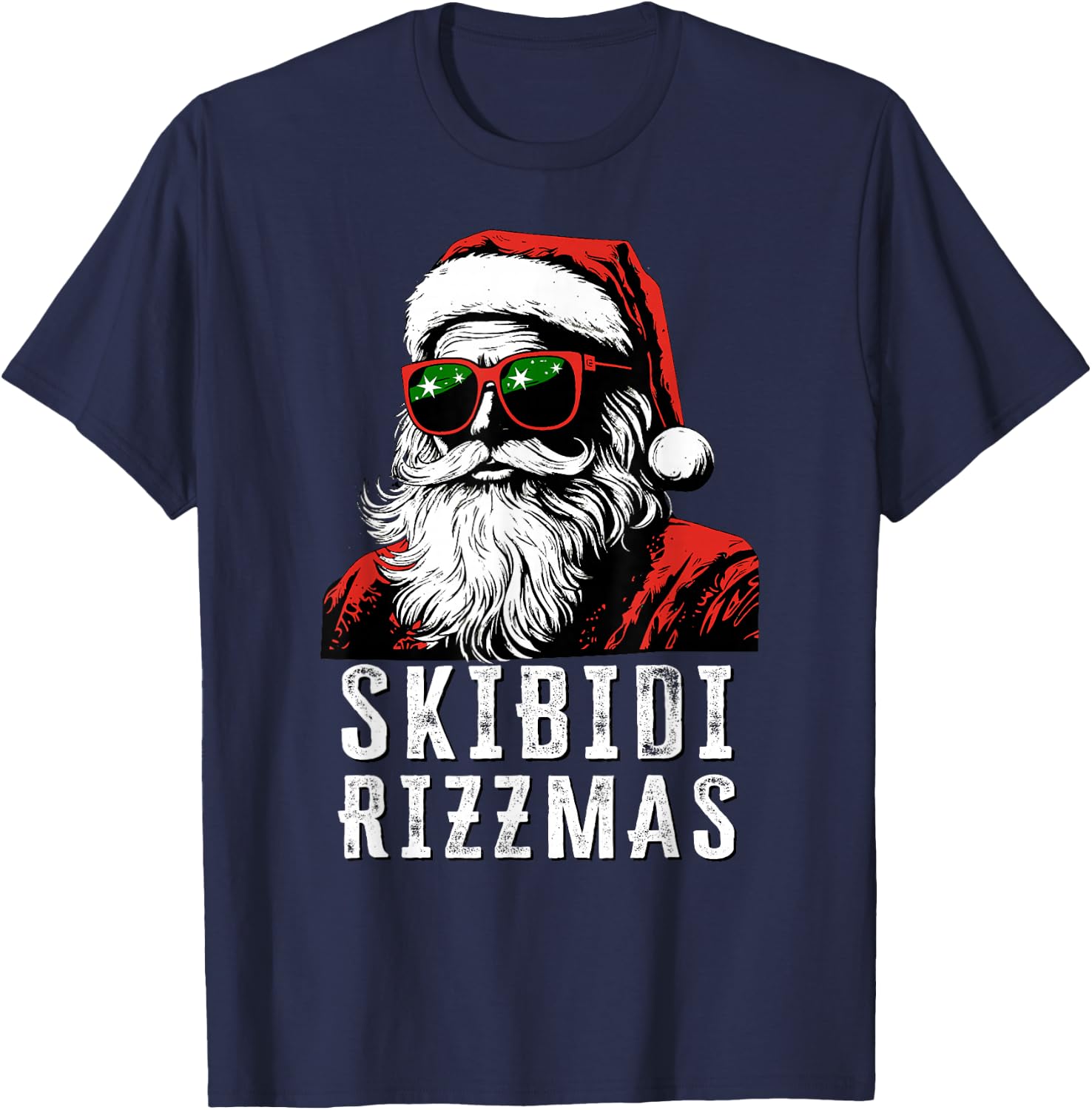 Skibidi Rizzmas Christmas Rizz Santa Claus Charisma Kid Cool T-Shirt - T-Shirt | Navy