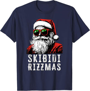 Skibidi Rizzmas Christmas Rizz Santa Claus Charisma Kid Cool T-Shirt - T-Shirt | Navy