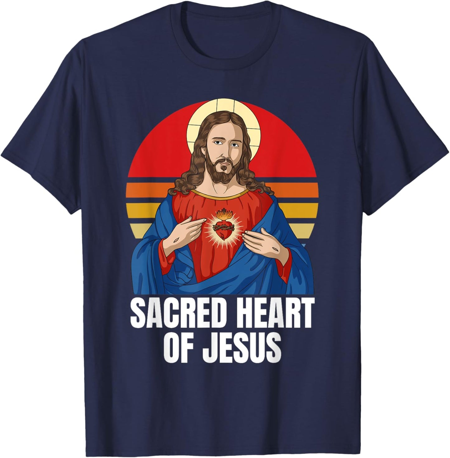 Sacred Heart Of Jesus Catholic T-Shirt - T-Shirt | Navy