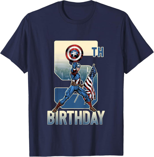 Kids Marvel Avengers Classic Captain America Epic 5th Birthday T-Shirt - T-Shirt | Navy