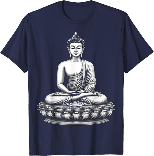 Buddha Serenity Meditation T-Shirt - T-Shirt | Navy