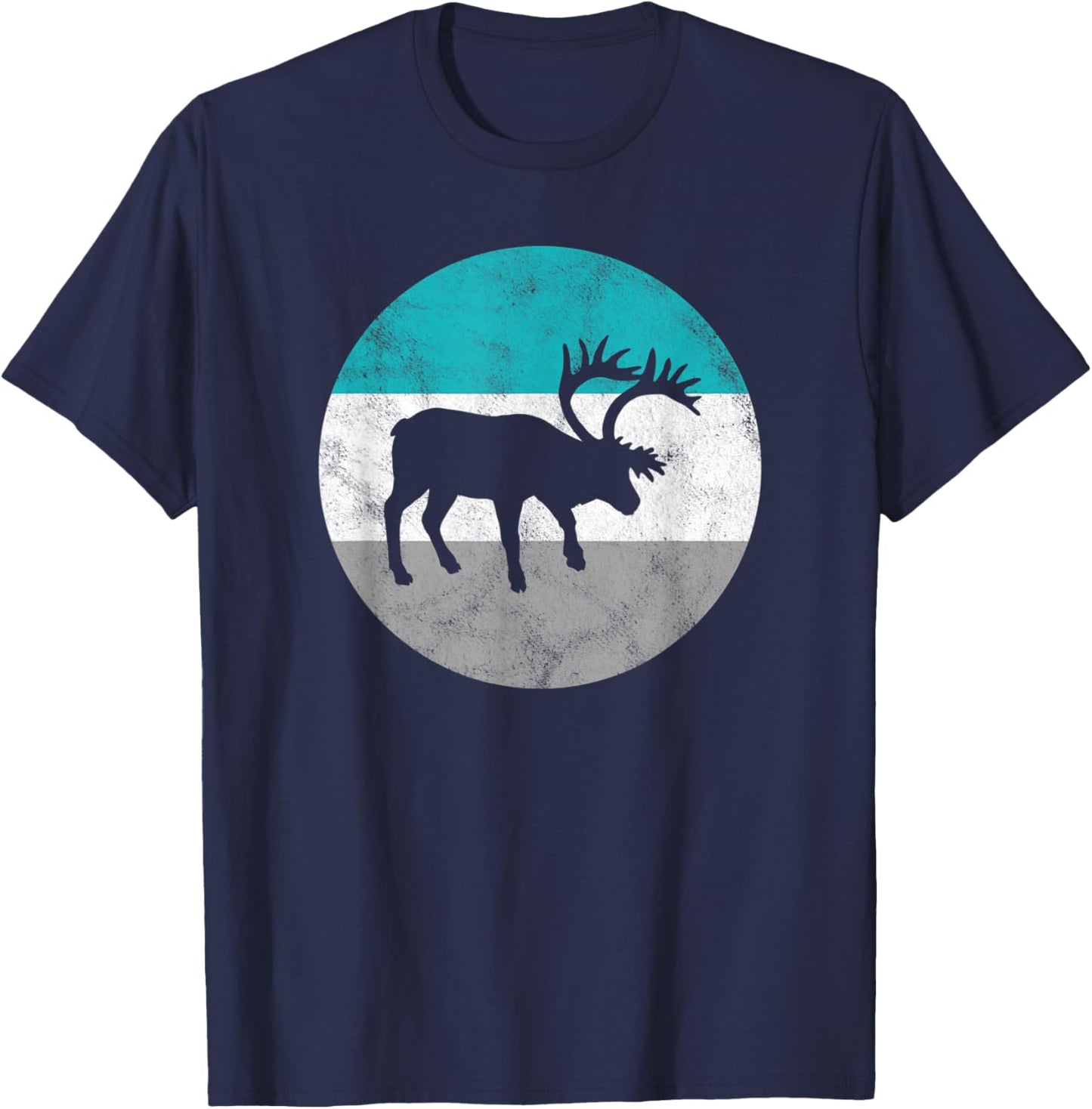 Caribou Retro Gift Women Boys & Girls T-Shirt - T-Shirt | Navy