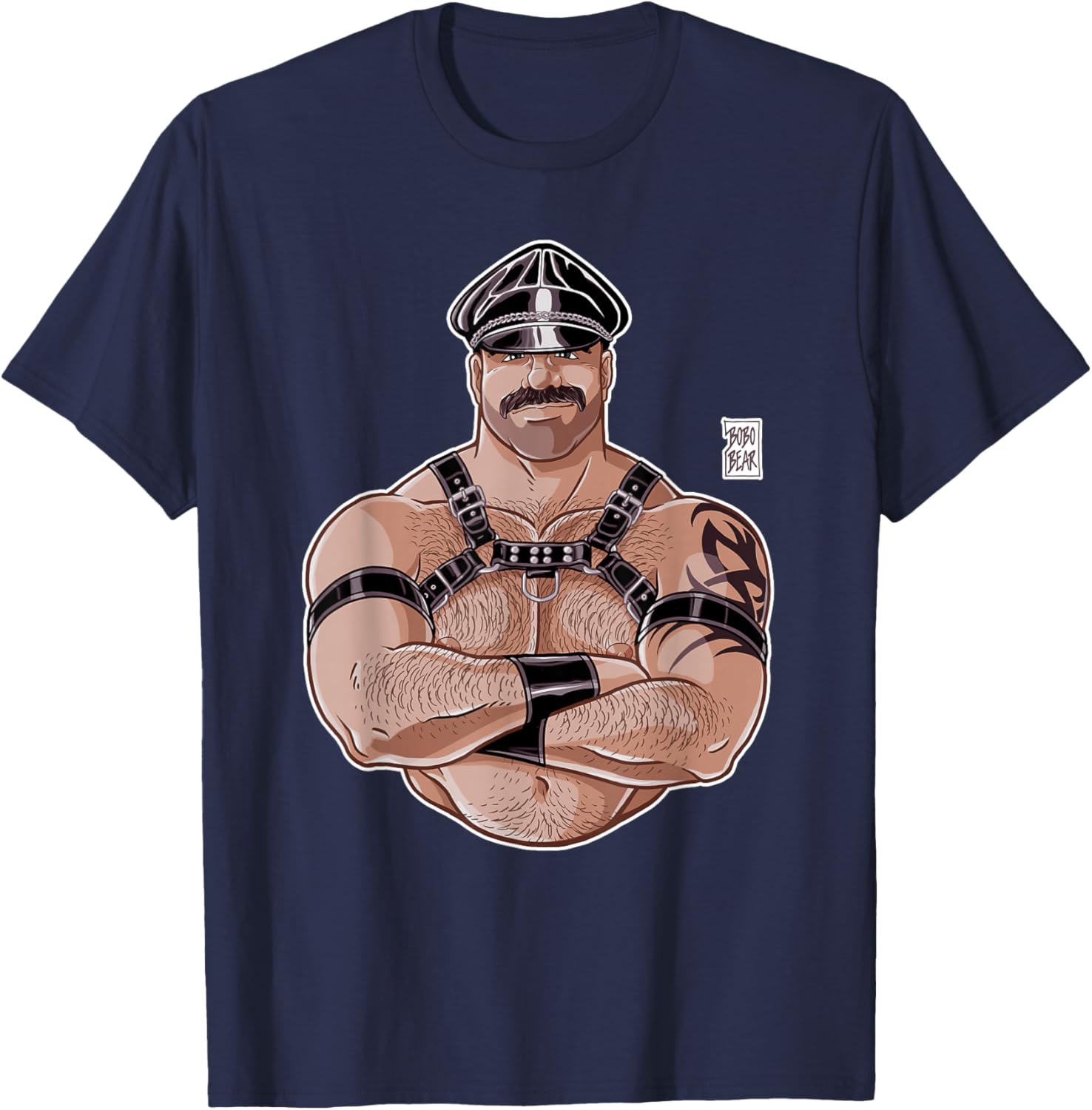 Bobo Bear - Leather Daddy - Full Colour Version T-Shirt - T-Shirt | Navy