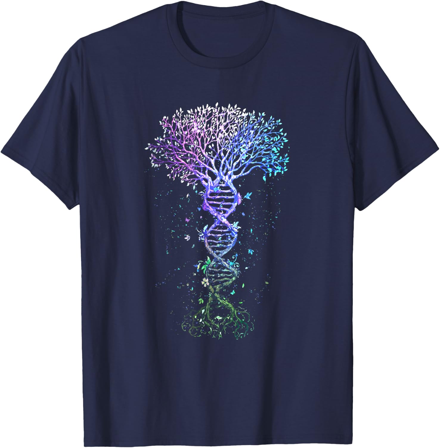 DNA Tree Life Earth Genetics Biologist Science Gift T-Shirt - T-Shirt | Navy