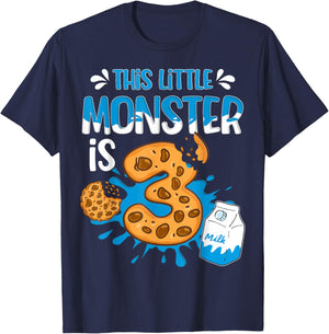 Milk and Cookies 3rd Birthday Boy Girl Third Birthday Family T-Shirt - T-Shirt | Navy