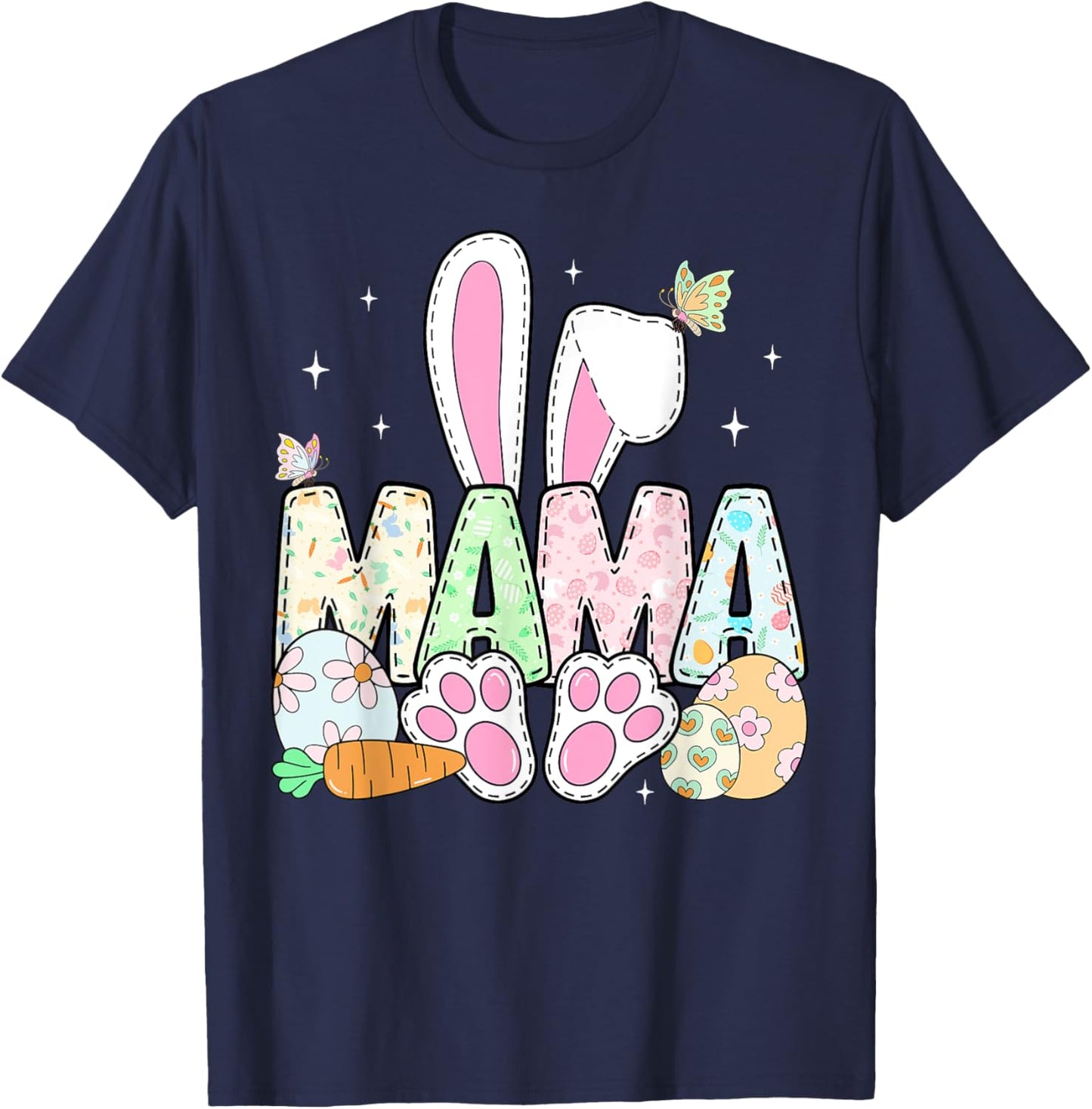 Easter Bunny Mama Spring Eggs Hunting Family Matching Easter T-Shirt - T-Shirt | Navy