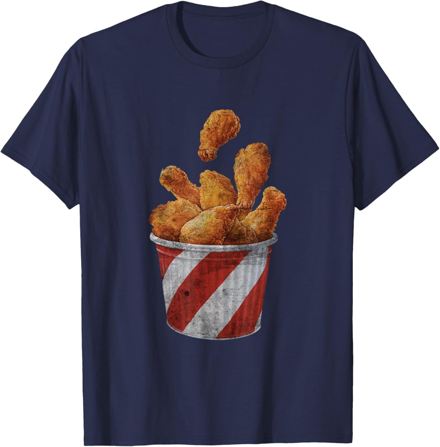 Retro National Fried Chicken Day Funny Fast Food Lover T-Shirt - T-Shirt | Navy