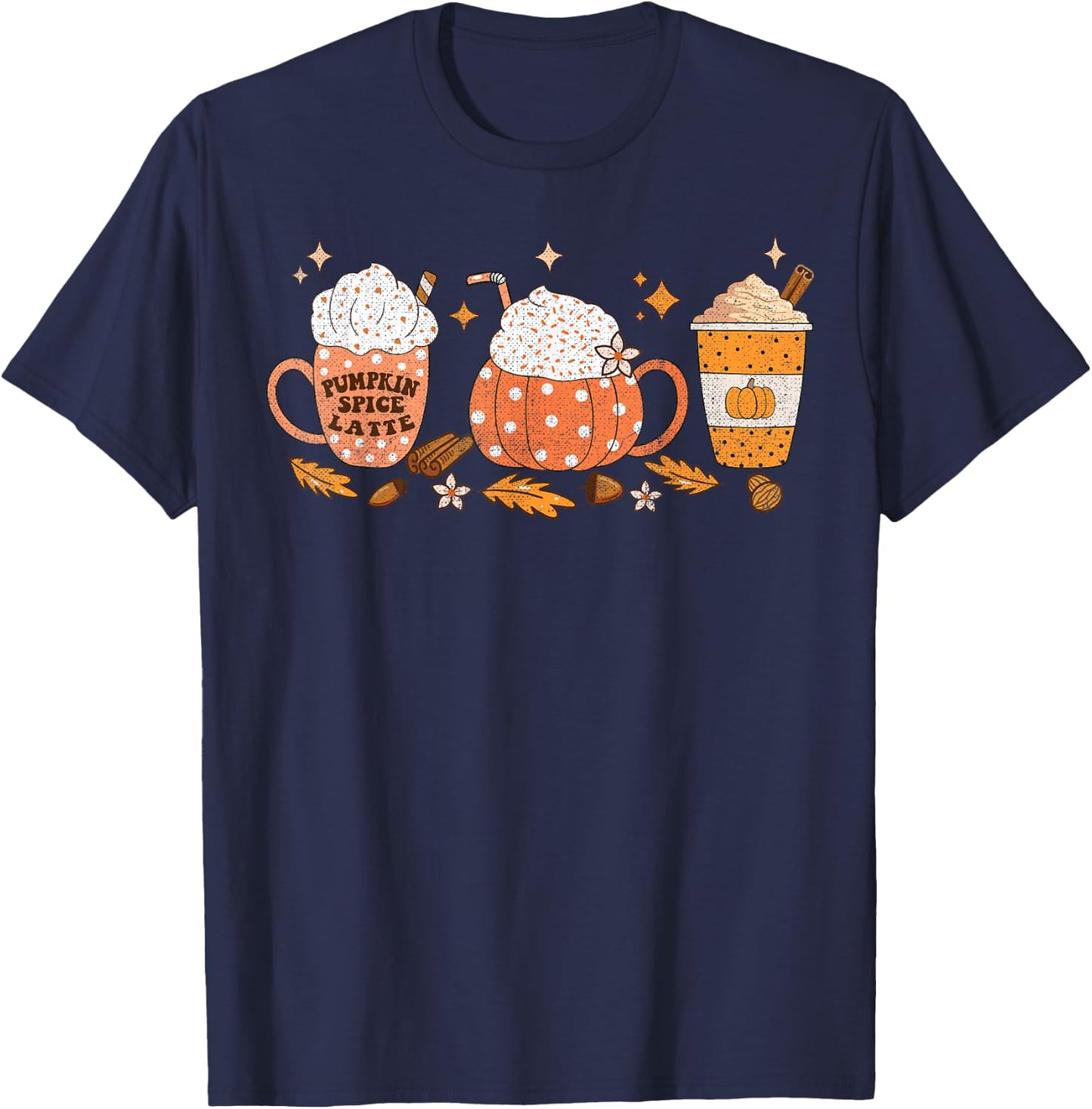 Pumpkin Spice Latte Fall Vibes Autumn Pumpkin Spice Coffee T-Shirt - T-Shirt | Navy