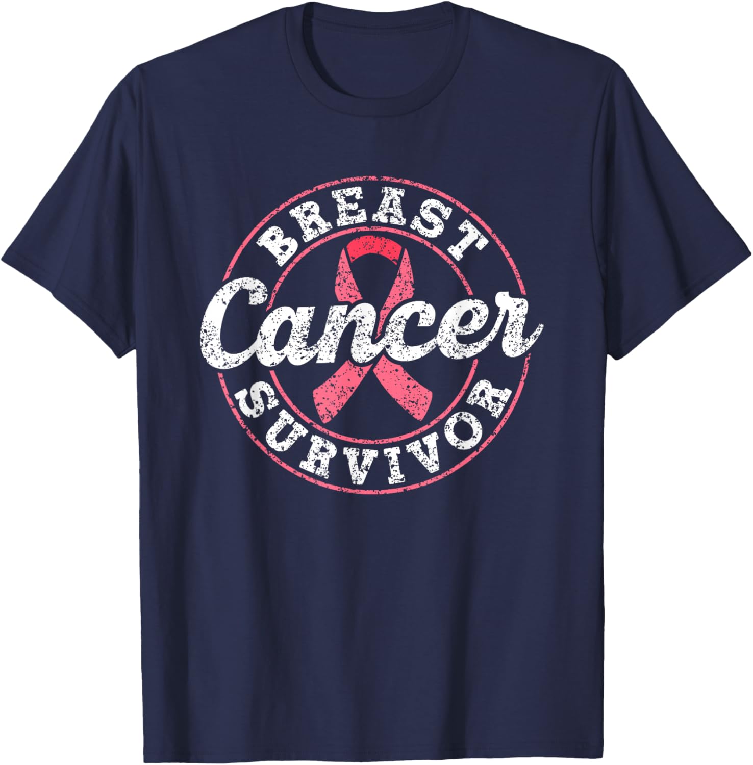 Breast Cancer Survivor Pink Awareness Fight Breast Cancer T-Shirt - T-Shirt | Navy