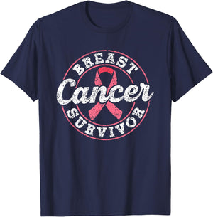 Breast Cancer Survivor Pink Awareness Fight Breast Cancer T-Shirt - T-Shirt | Navy