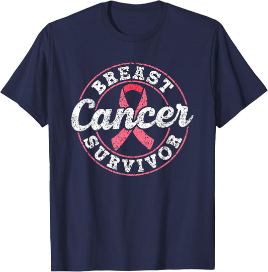 Breast Cancer Survivor Pink Awareness Fight Breast Cancer T-Shirt - T-Shirt | Navy