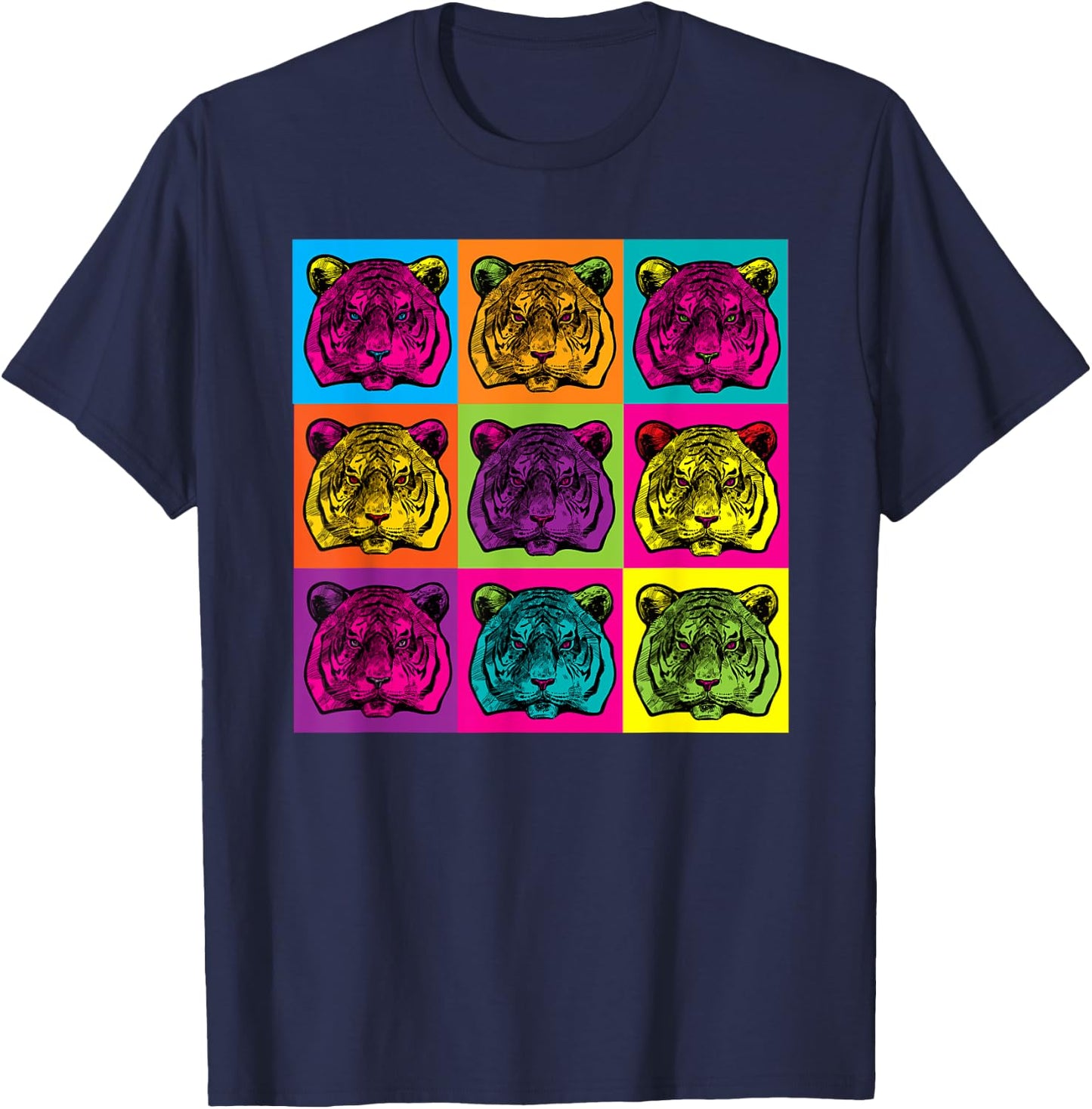 Pop Art Bengal Tiger Colourful Artistic Artist Gifts T-Shirt - T-Shirt | Navy