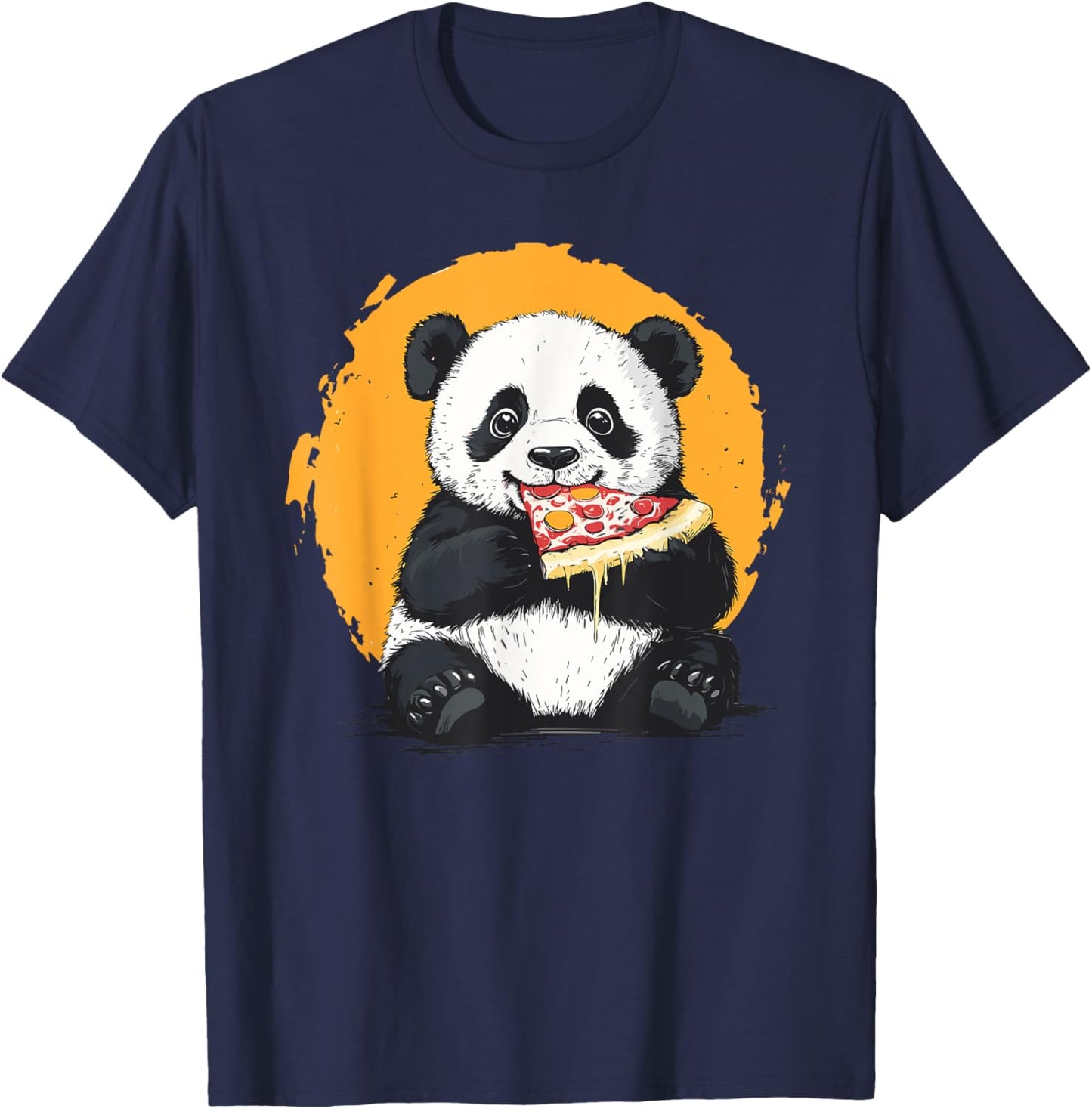 Panda eating pizza illustration for kids T-Shirt - T-Shirt | Navy