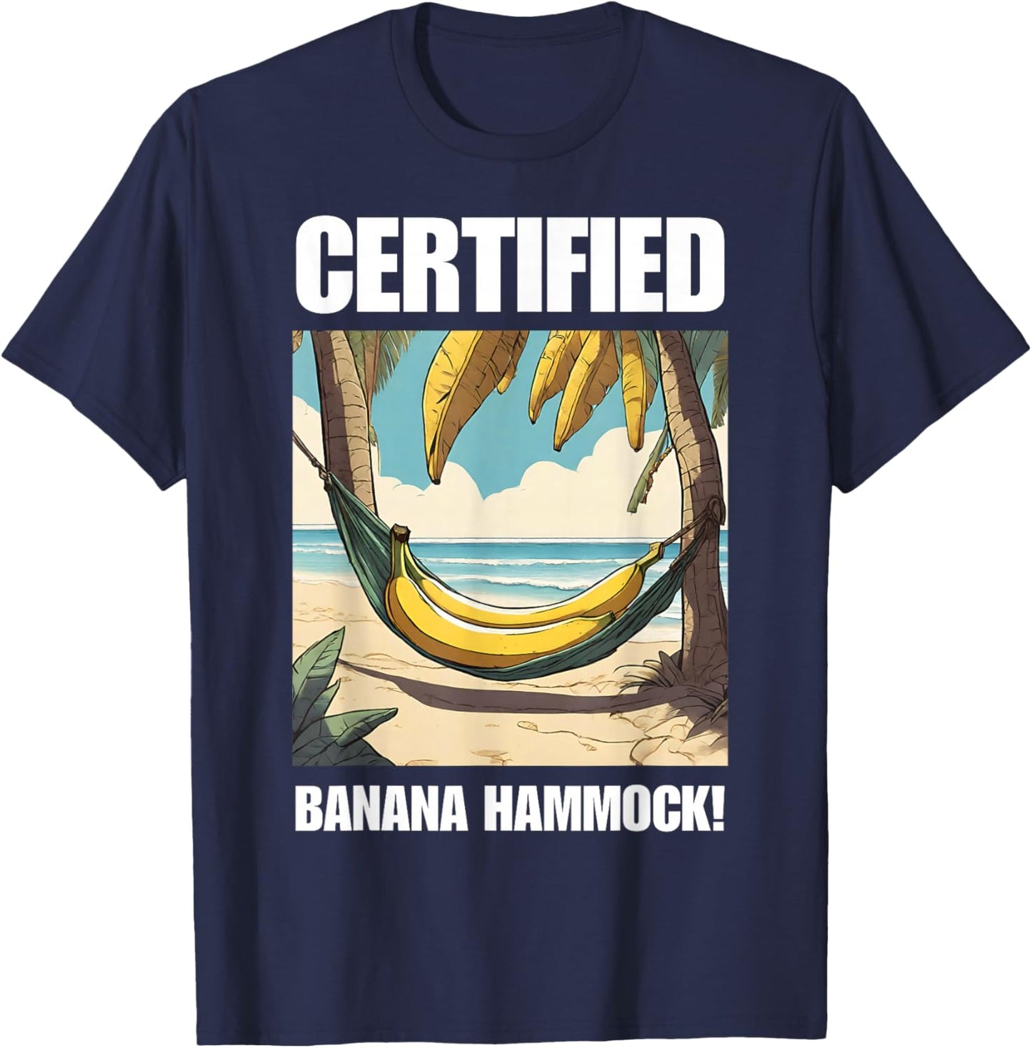 Funny Banana Hammock And Swimming Pool Bananas T-Shirt - T-Shirt | Navy