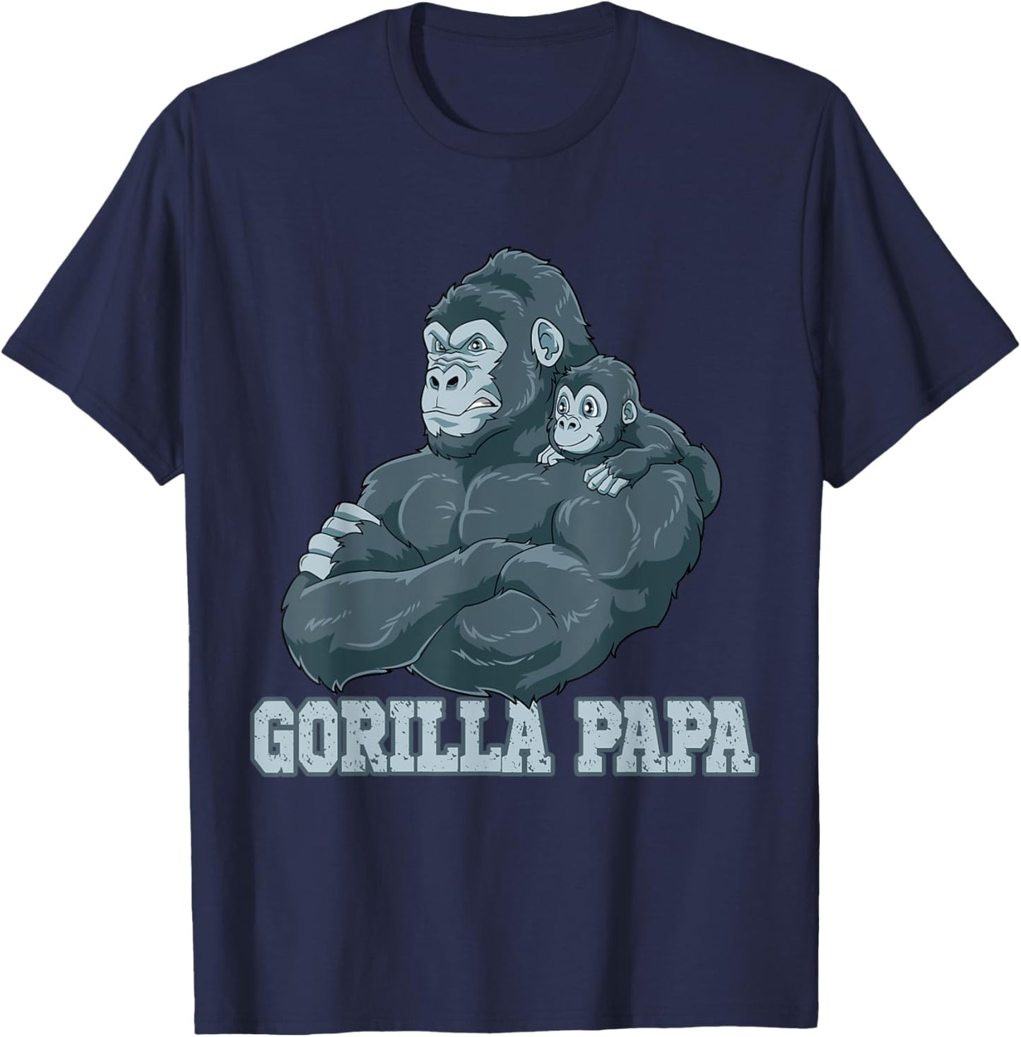 Gorilla Papa Vater und Baby Papa Father's Day T-Shirt - T-Shirt | Navy