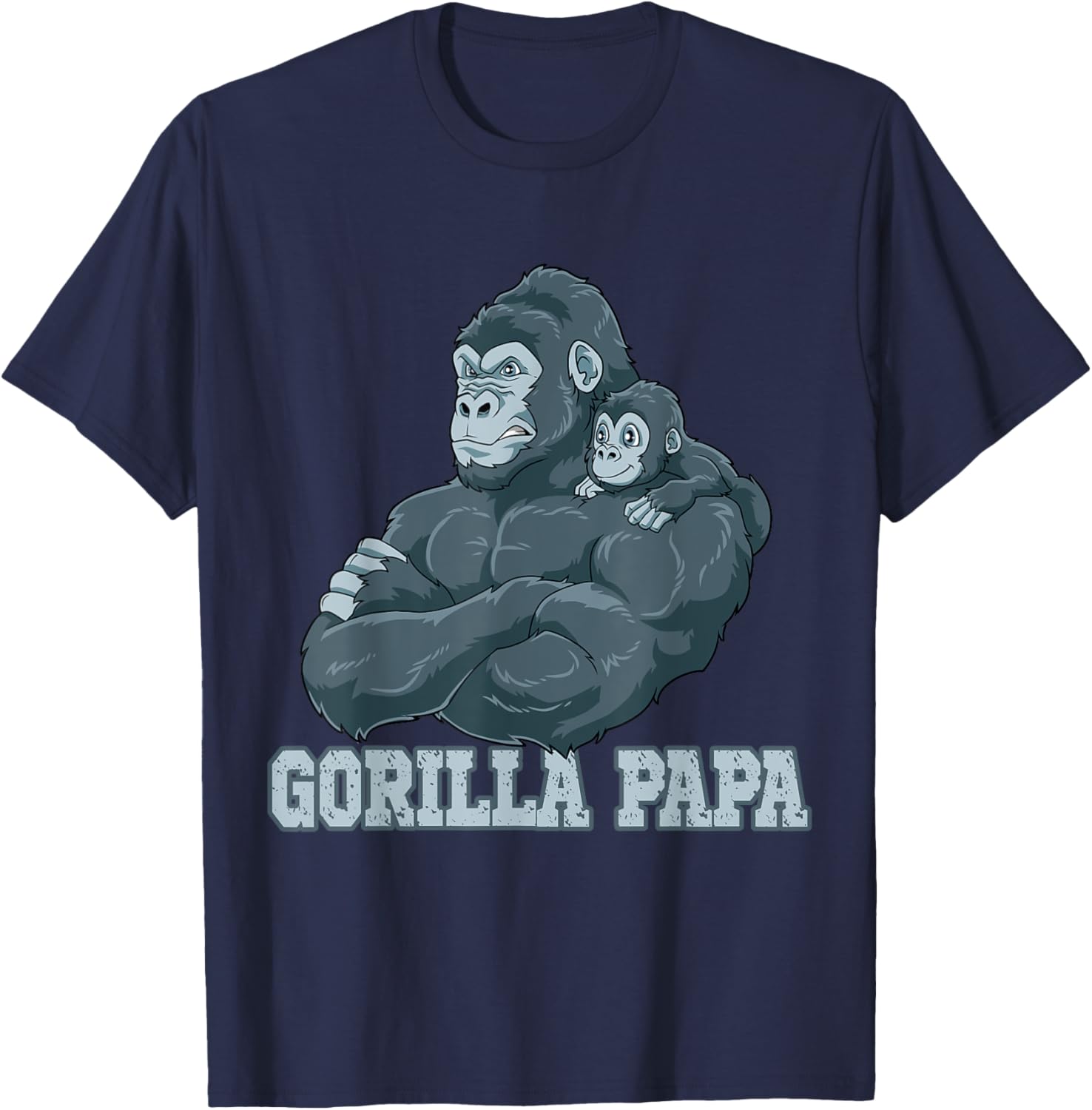 Gorilla Papa Vater und Baby Papa Father's Day T-Shirt - T-Shirt | Navy