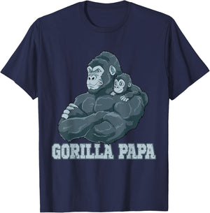 Gorilla Papa Vater und Baby Papa Father's Day T-Shirt - T-Shirt | Navy