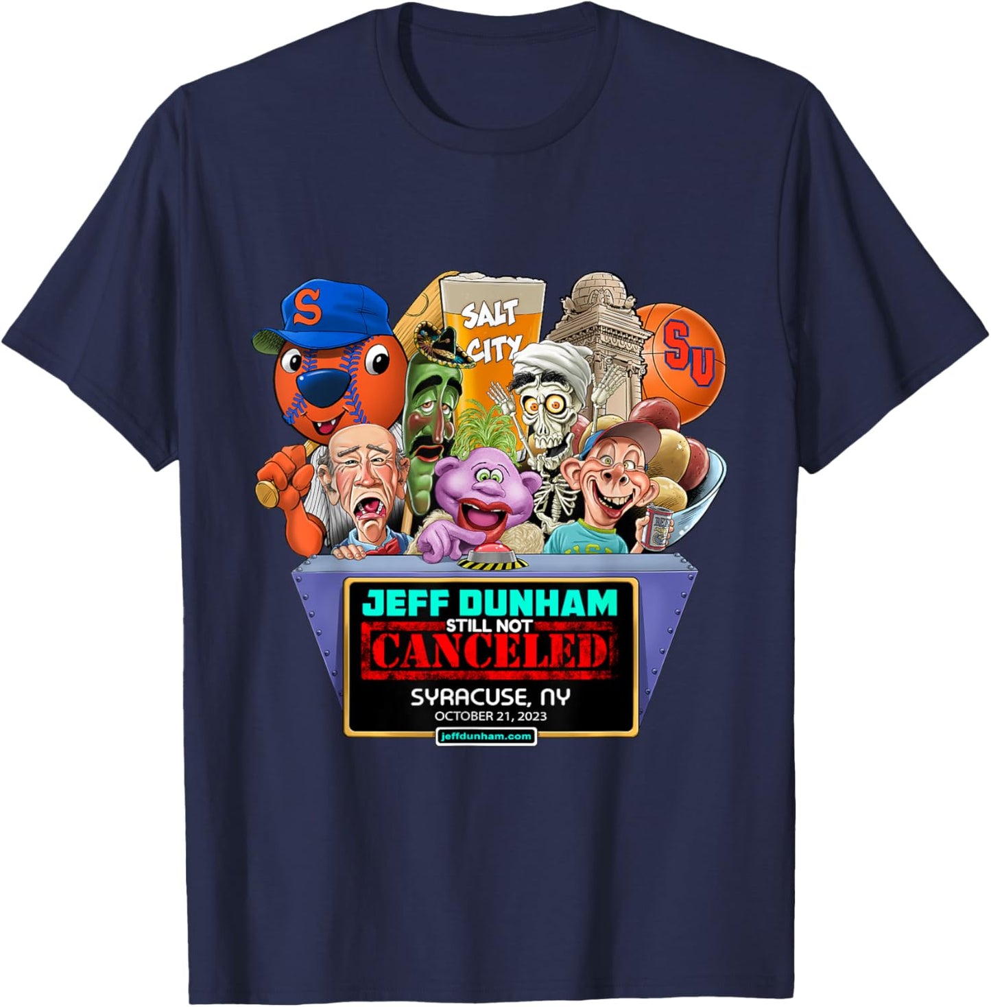 Jeff Dunham Syracuse, NY (2023) T-Shirt - T-Shirt | Navy