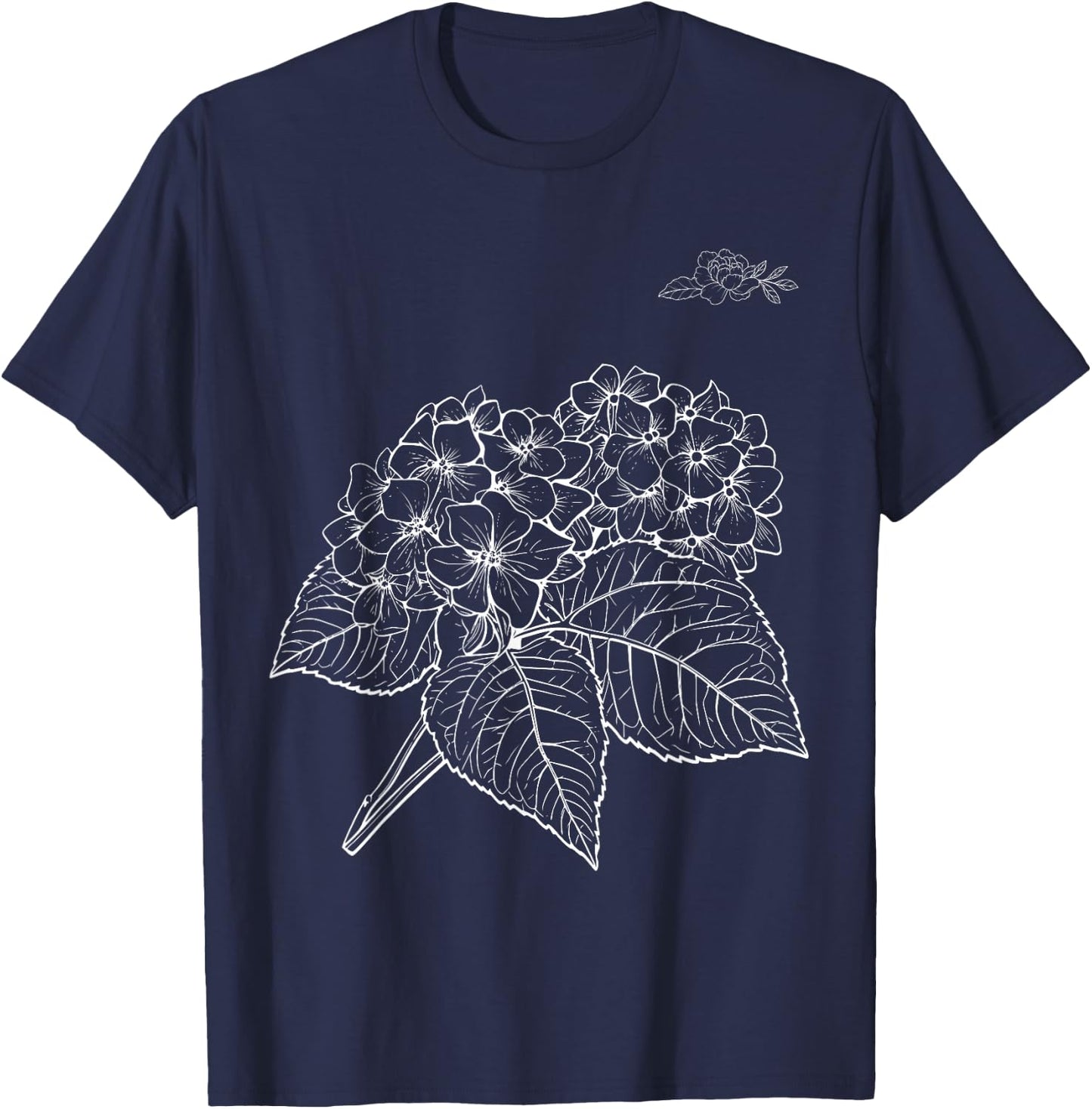 Hydrangea Flower Funny Design Women T-Shirt - T-Shirt | Navy
