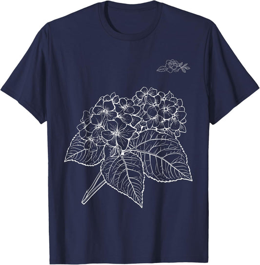 Hydrangea Flower Funny Design Women T-Shirt - T-Shirt | Navy