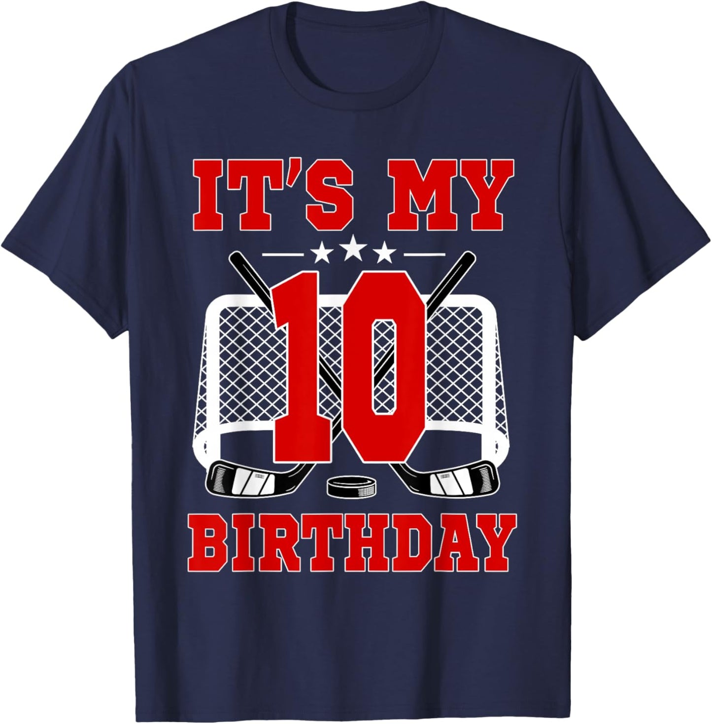 It's My 10th Birthday Girl Ice Hockey Theme 10 Year Old T-Shirt - T-Shirt | Navy