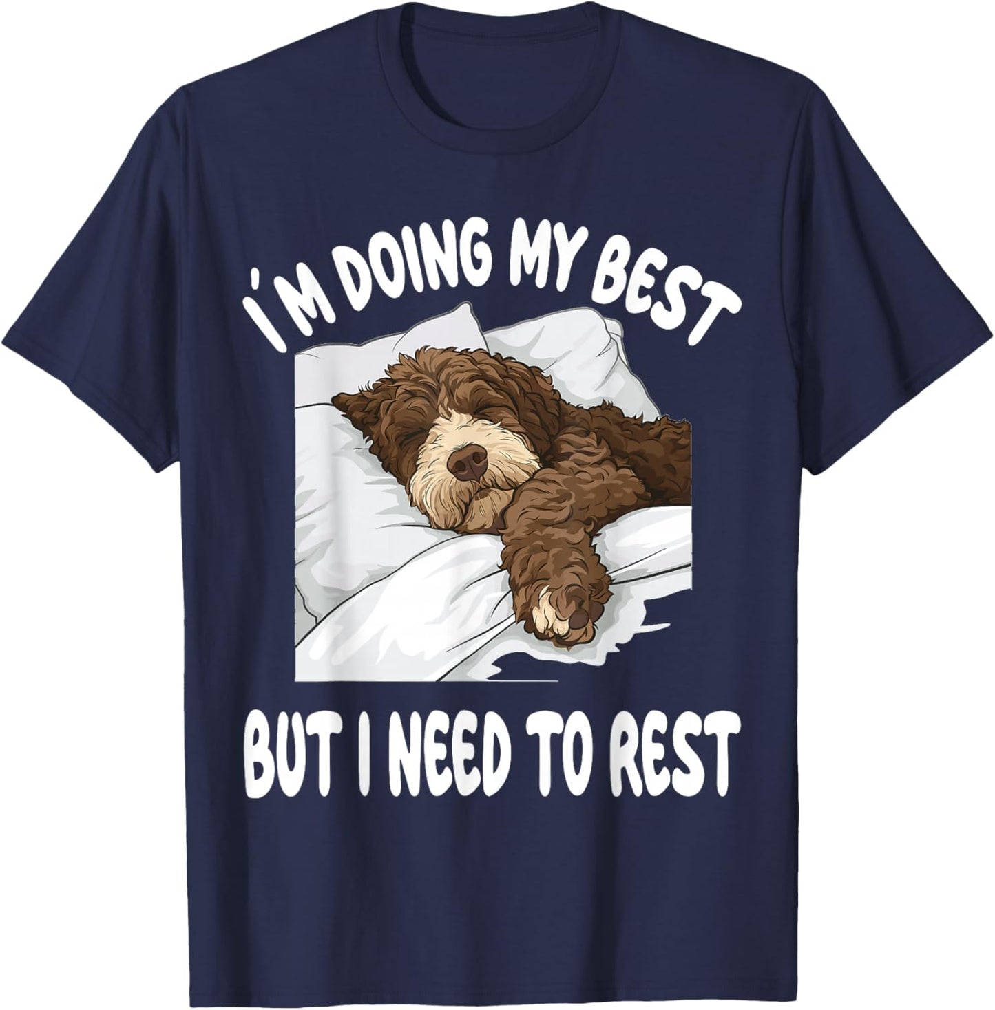 Bernedoodle Dog Pajamas Nightgown Sleeping Napping T-Shirt - T-Shirt | Navy