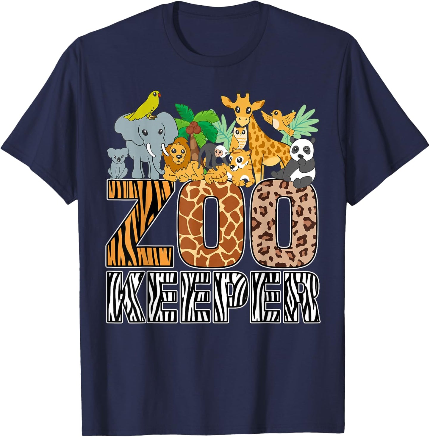 Zookeeper Costume Zebra Wild Print African Animal Keeper T-Shirt - T-Shirt | Navy