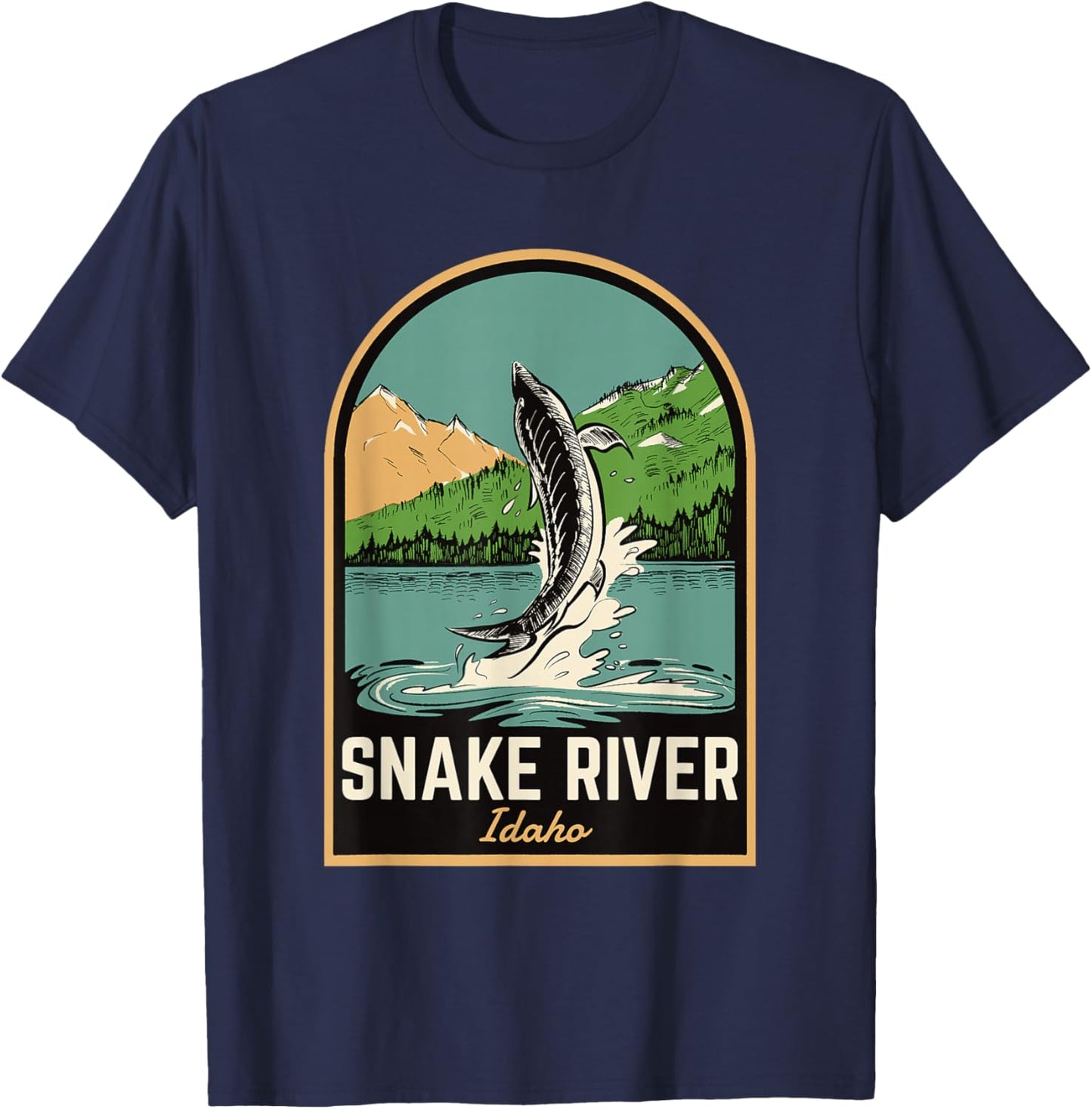 Snake River Sturgeon Fishing T-Shirt - T-Shirt | Navy