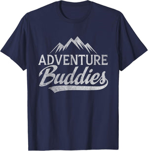 Hiking Mountains Adventure Buddies Couples T-Shirt - T-Shirt | Navy