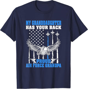 My Granddaughter Has Your Back Proud Air Force Grandpa Gift T-Shirt - T-Shirt | Navy