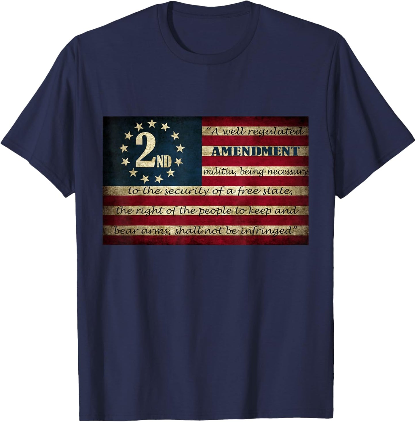 Second Amendment Vintage Flag Well Regulated Militia T-Shirt - T-Shirt | Navy