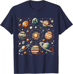 Solar System Planets Girls Astronomy Space T-Shirt - T-Shirt | Navy
