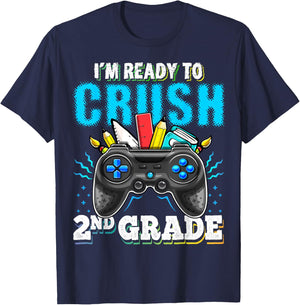 I'm Ready to Crush 2nd Grade Back to School Video Game Boys T-Shirt - T-Shirt | Navy