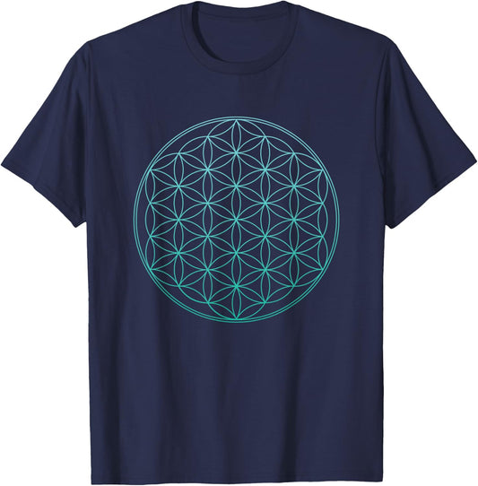 Flower of Life Sacred Geometry T-Shirt - T-Shirt | Navy