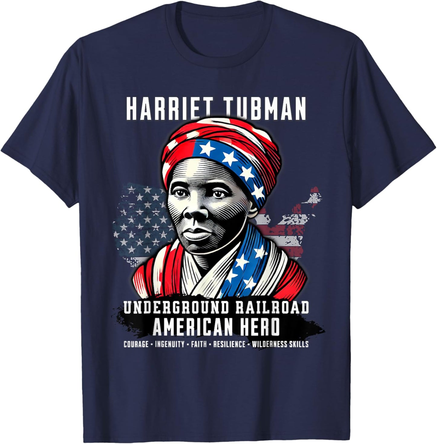 Harriet Tubman Underground Railroad American Hero History T-Shirt - T-Shirt | Navy
