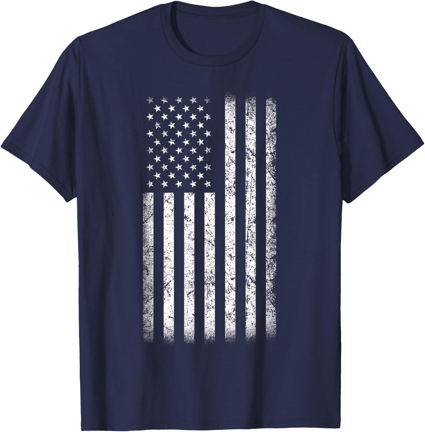Black and White American Flag Vintage Style T-Shirt - T-Shirt | Navy
