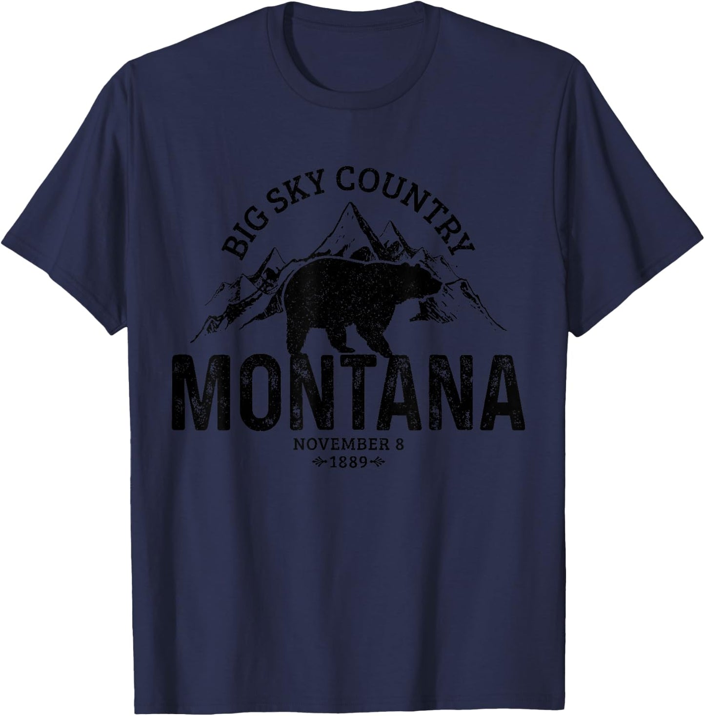 Montana USA Vintage Grizzly Bear America Souvenir T-Shirt - T-Shirt | Navy